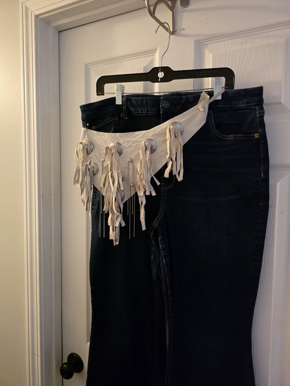 Western Style Fringe Leather Skirt Belt/ Waist Sash